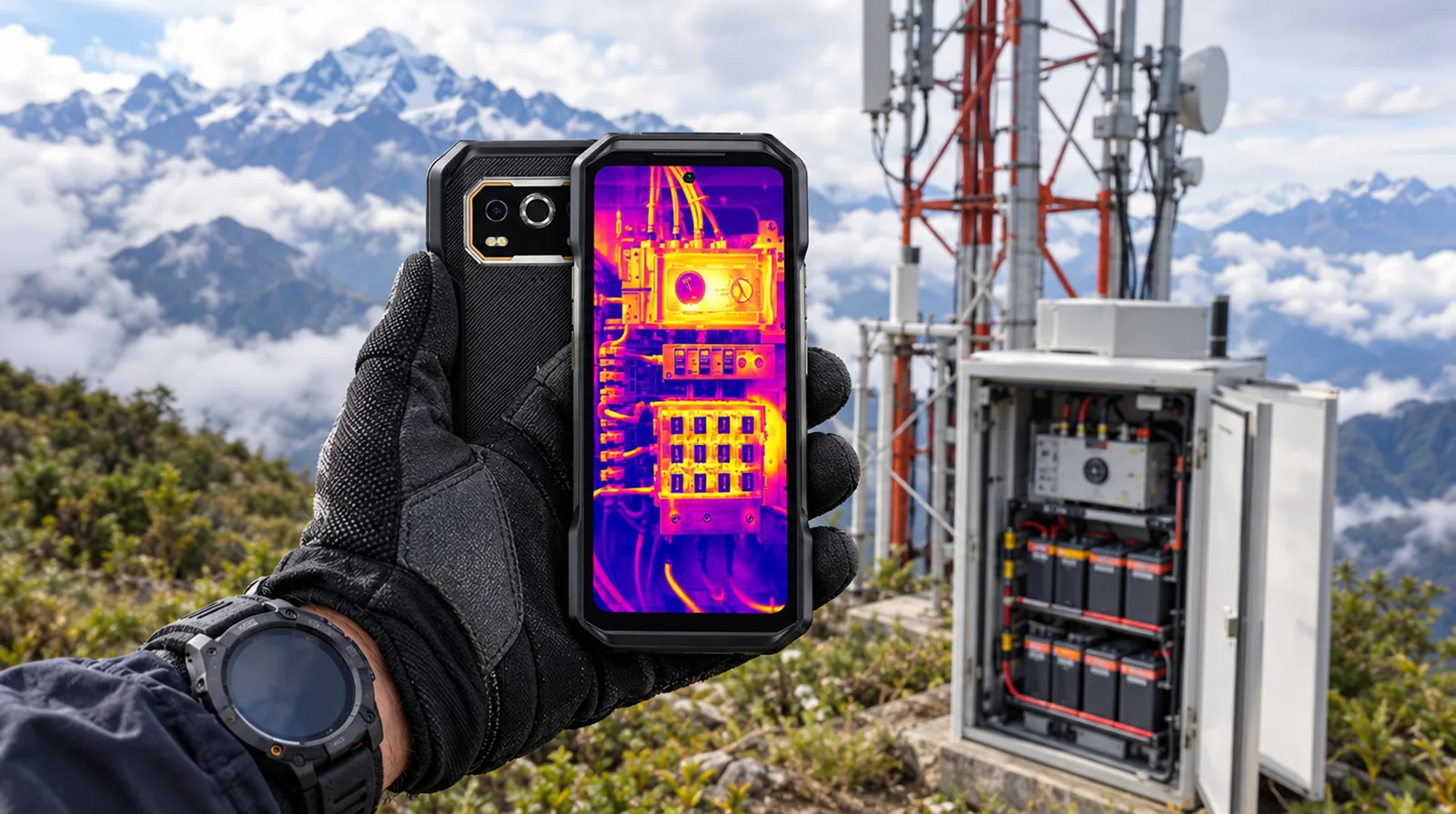 Teléfono para ingenieros de telecomunicaciones y trabajo en torres: altura, caídas, térmica y batería