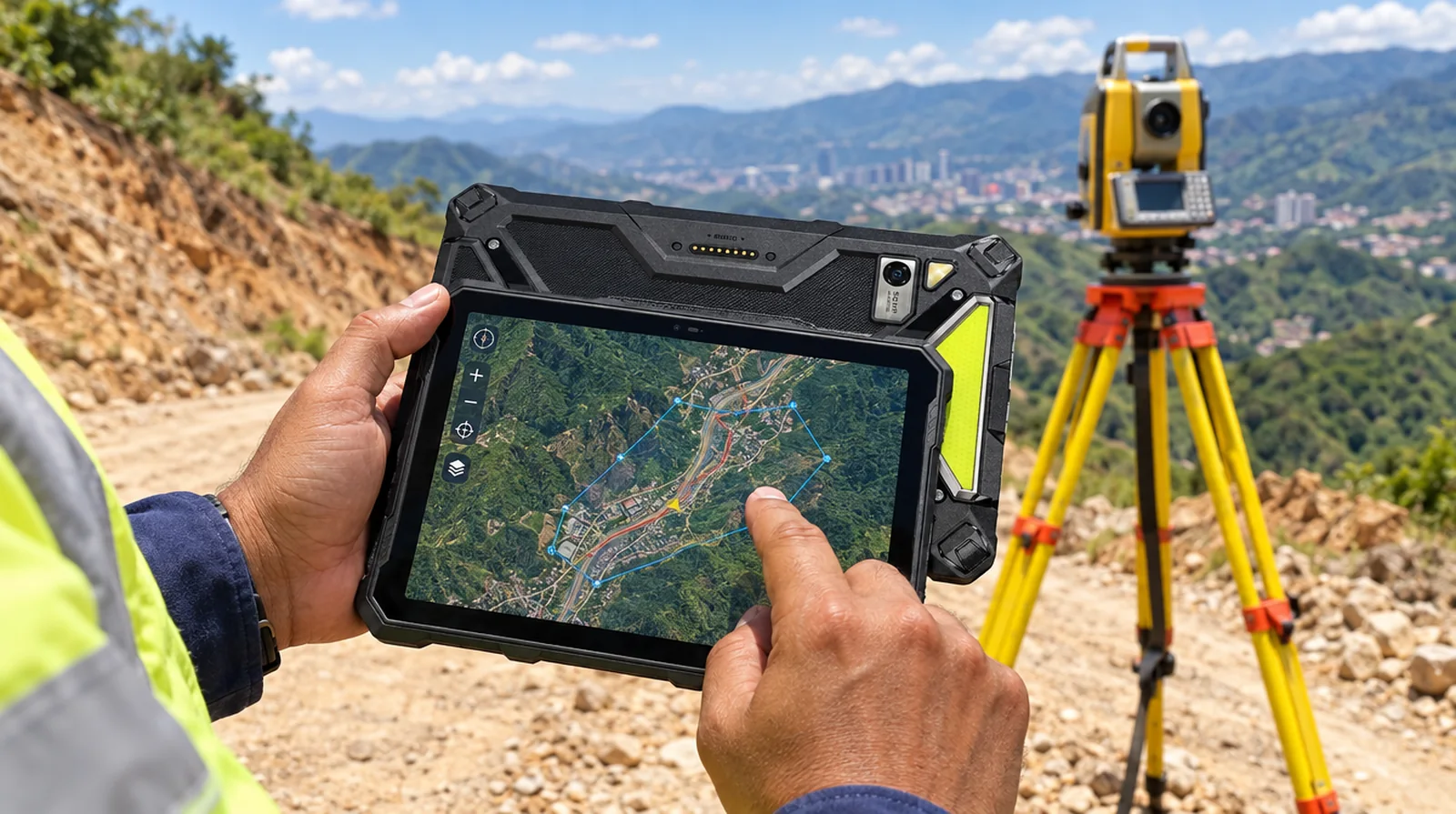 Teléfono para topógrafos con GPS: batería, pantalla al sol y tablet para el levantamiento de campo