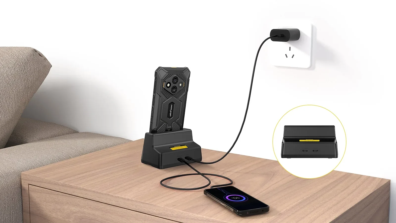 Ulefone Base de carga de escritorio para RugKing 3 Pro en uso en Venezuela