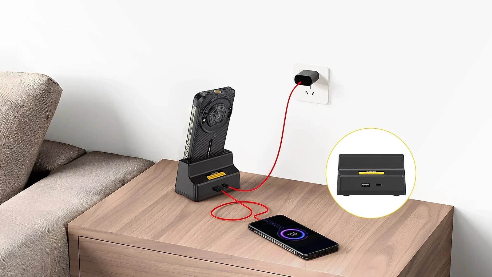 Ulefone Base de carga de escritorio para RugKing en uso en Venezuela